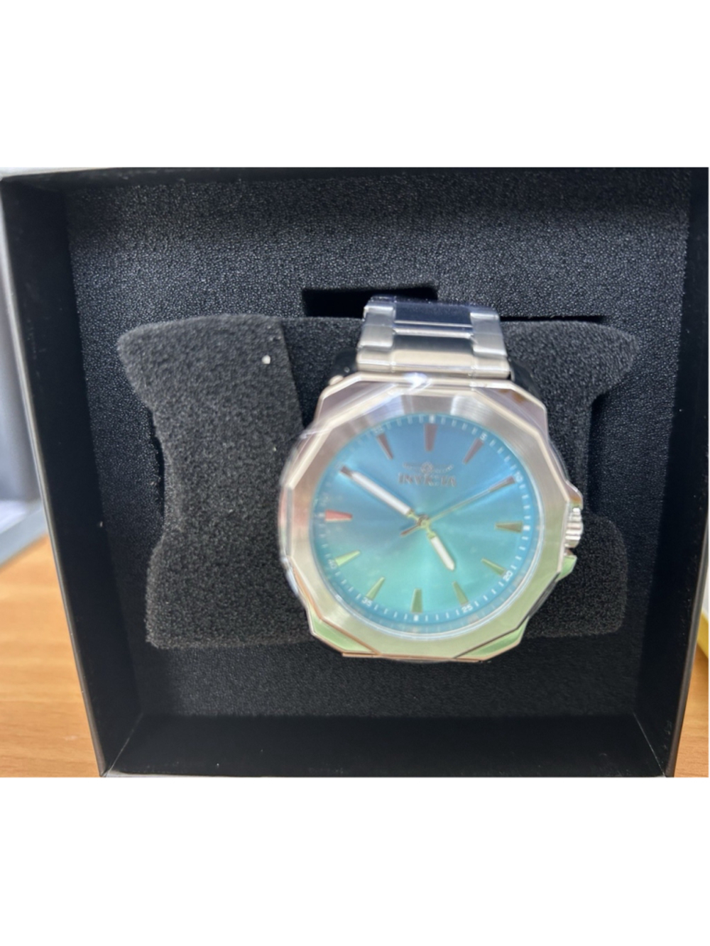 Invicta Model 50984 Silver Band w/ Blue Face Singapore Movement 30M Water Resist